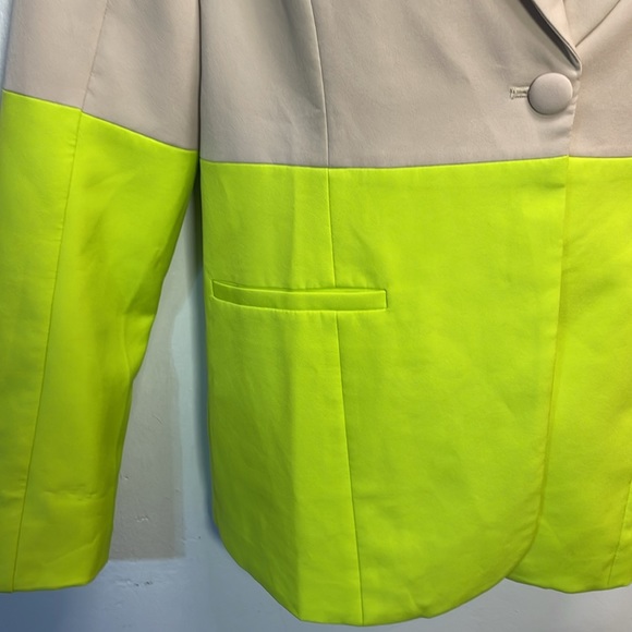 Fate Women’s Tan & Bright Green Blazer Tailored Longline Office-M-
#0098 - Picture 4 of 11